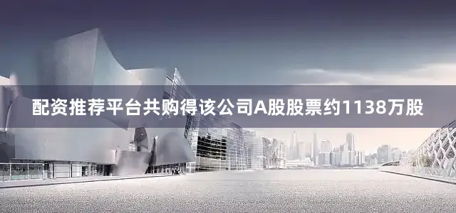 配资推荐平台共购得该公司A股股票约1138万股